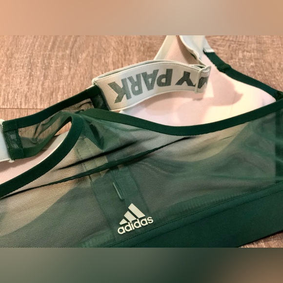 Adidas x Ivy Park - Drip 2 | Medium Support Zip Bra, Green Tint/Dark Green - Picture 8 of 12